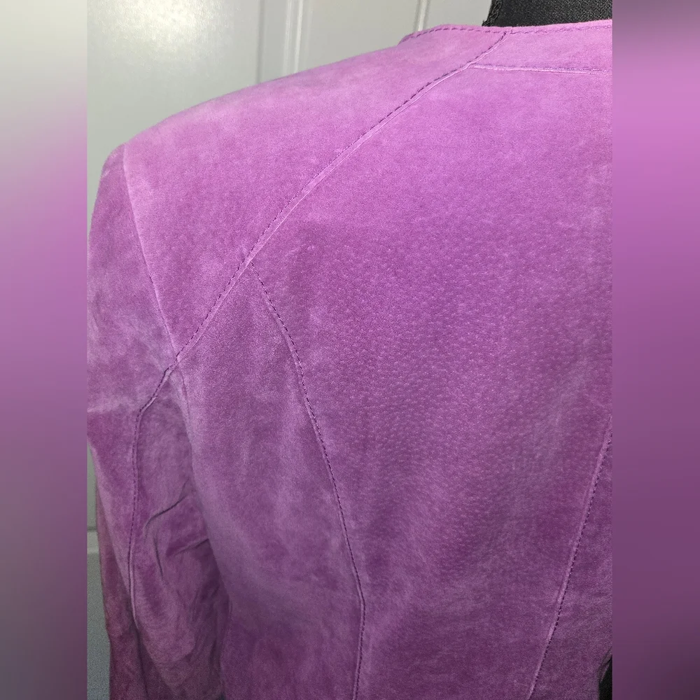 JONES NEW YORK Leather Moto Jacket Purple Sz XL - Picture 7 of 11